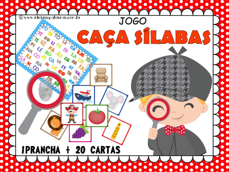 Caça Sílabas Simples | Jogo pedagógico 20 cartas + 1 prancha | Atividade de Alfabetização e Letramento