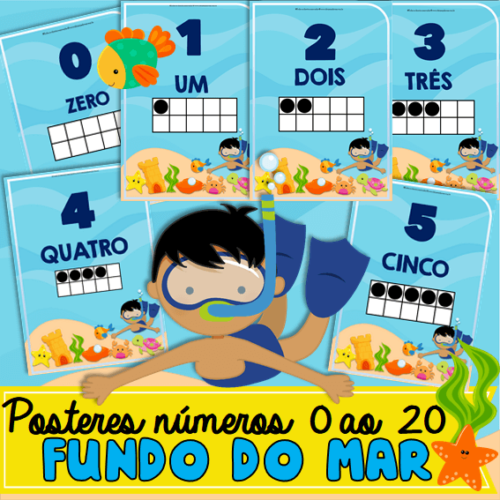 Posteres Números 0 ao 20 Fundo do Mar ✔ TEMA Fundo do Mar