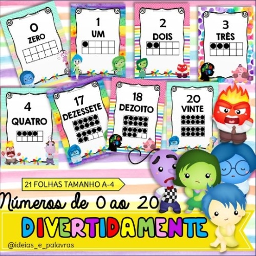 21 Pôsteres dos Números 0 ao 20 | Tema divertidamente