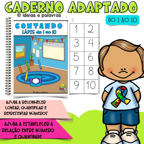 Caderno Adaptado contando 1 ao 10