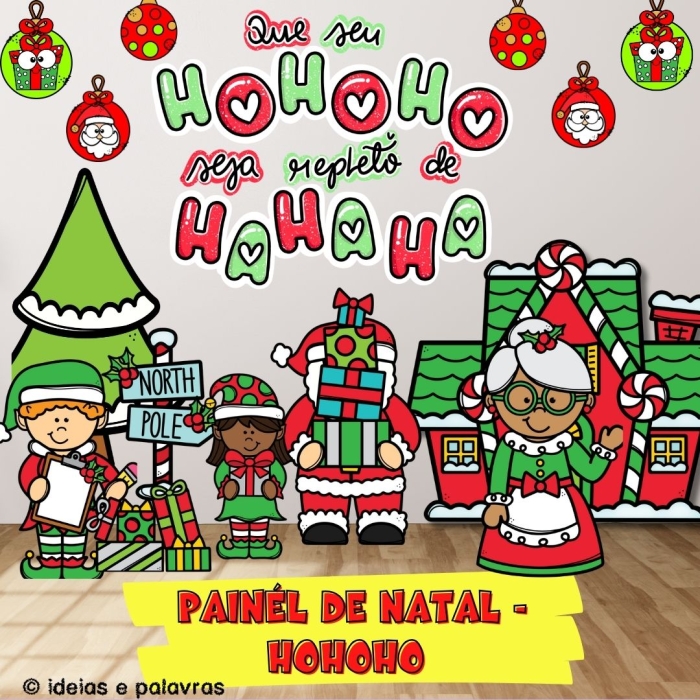 Painel de Natal Hohoho para Educação Infantil